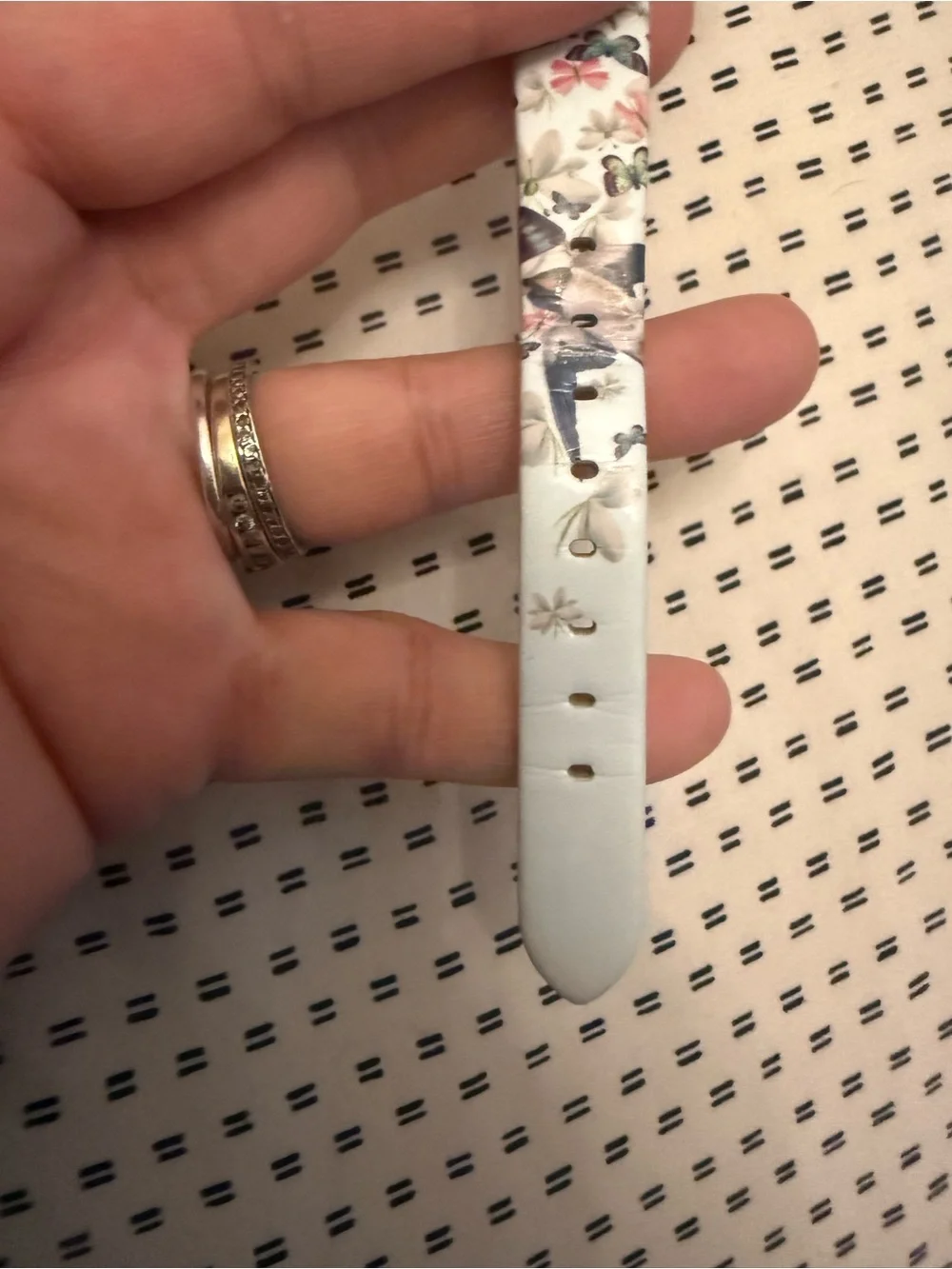 Ted Baker Silver Dial Watch with White Floral Strap